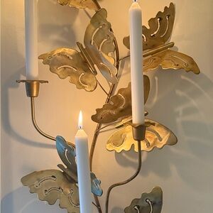 Vintage Brass Butterfly Wall Sconce / Candelabra – Mid-Century Modern (1970s)